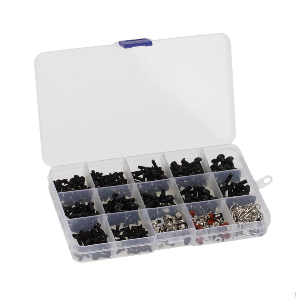 Metal M3 Screws Nuts Pins Kit with Storage Box Fits 1/8 1/12 RC Car