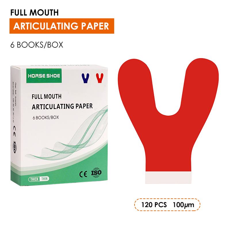 120 Stück/Box Dental Artikulationspapier Y-Form Ganzmund Artikulation Okklusionspapier Zahnaufhellung Zahnmedizinische Materialien Werkzeug