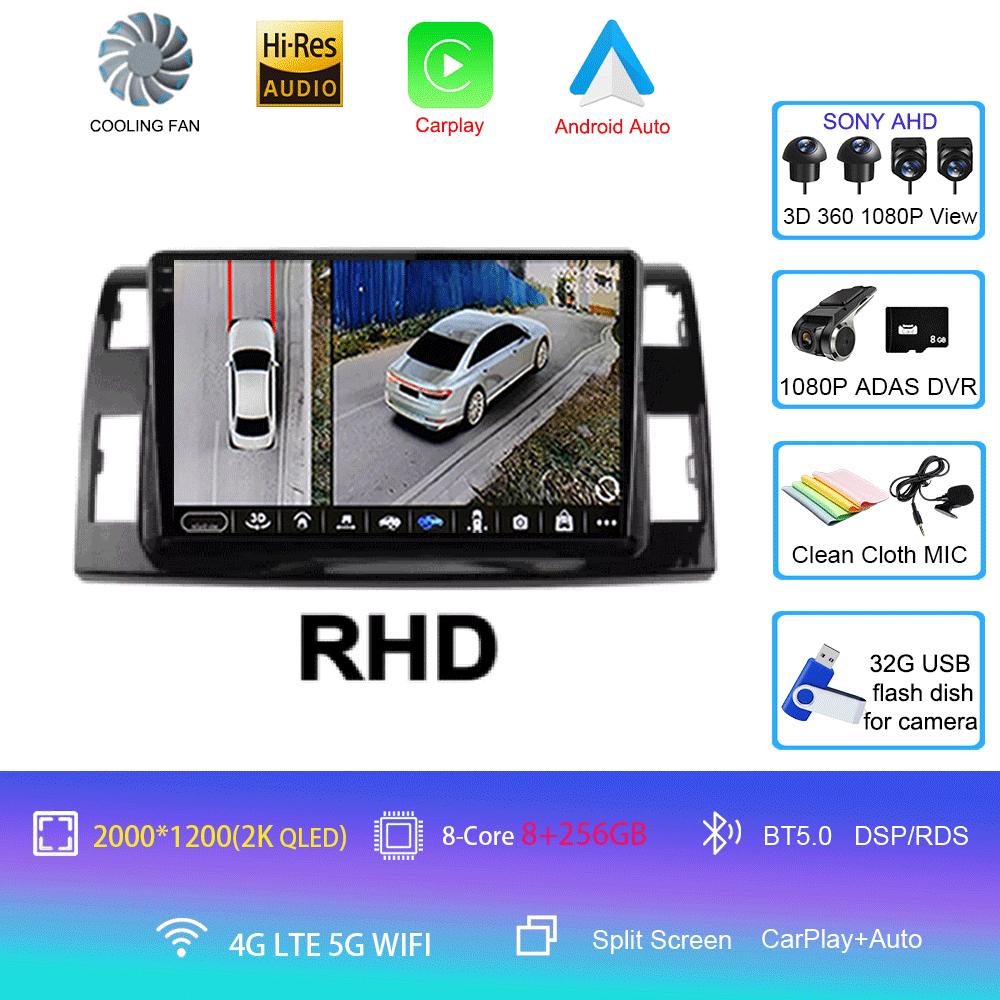 Android 14 For Toyota Previa 3 III XR50 Estima 2006 - 2019 Multimedia Blu-ray QLED Screen Navigation GPS No 2 Din Player