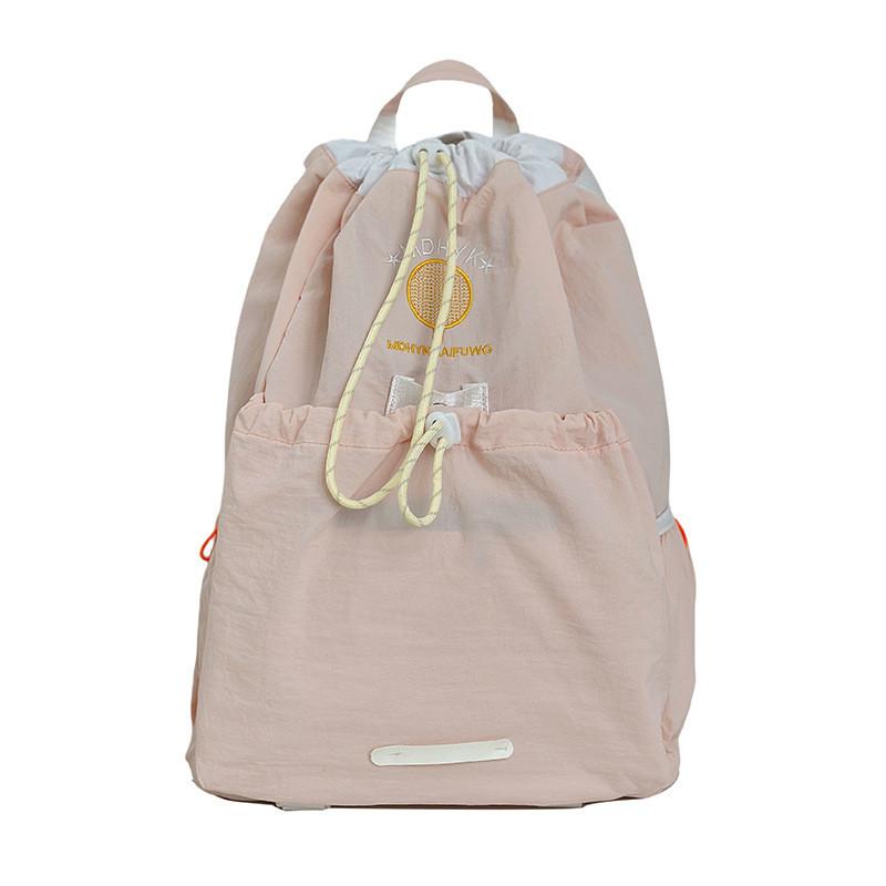 Simple Backpack With Badminton Racket Embroidery And Drawstring Design Daily For
