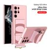 For Samsung Galaxy S23 Ultra S23 Plus  Case Leather Wrist Strap Holder Cover Matte Plastic Protection For Galaxy S23 Ultra Cover