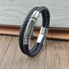 Stainless Steel Cross Men's Leather Bracelet Black Bracelet Jewelry Birthday Gift Bangles Handmade Jewelry Accessories Wholesale