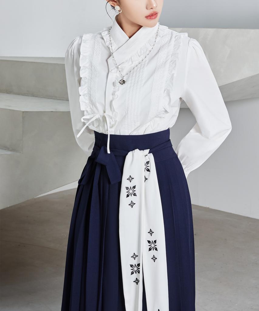 TM3 Baekhwa Lace Hanbok Long Sleeve Shirt White