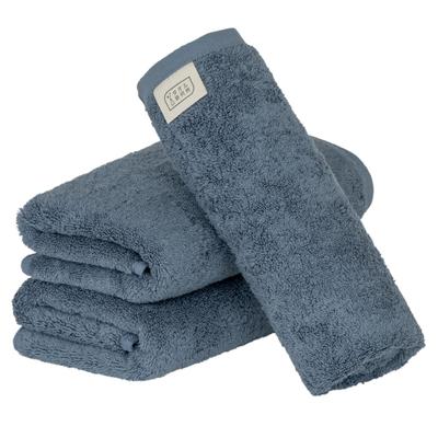 Towel Research Institute Big Face Towel Smoky Blue Set Hotel Quality Thick Fluffy Volume Fast Absorption Durable Cotton 480GSM JapanTechnology [Volume