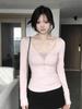 260g Cotton Modal V-Neck Two-Piece Style Slimming Lace Tie-Up Base Layer Top