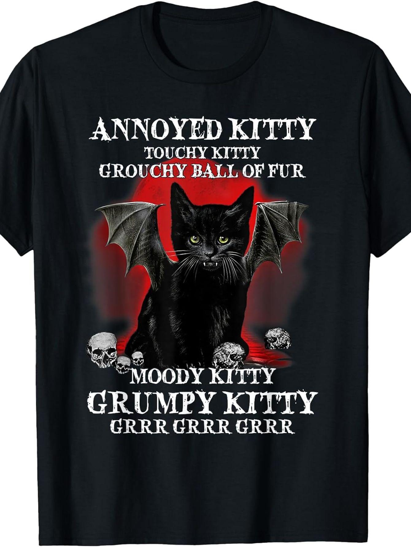 Dracula Vampire Cat Costume, Horror Devil Cat Halloween Fun T-shirt, Fashion Print, Ideal Choice for Enthusiasts - Men s Summ... S