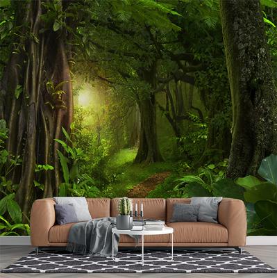 3D Grüner Wald Natur Tapete Waldlandschaft Wandmalereien Wohnzimmer Schlafzimmer Abnehmbare Baumtapete
