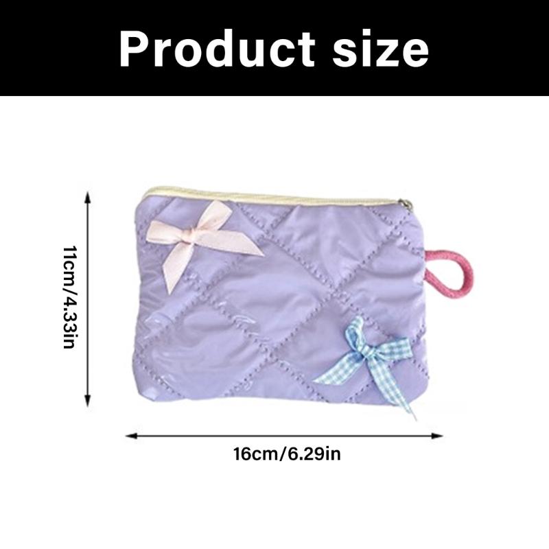 Polyester Bowknot Cosmetic Pouch Versatile Portable Organizers for Travel and Daily Accessories
