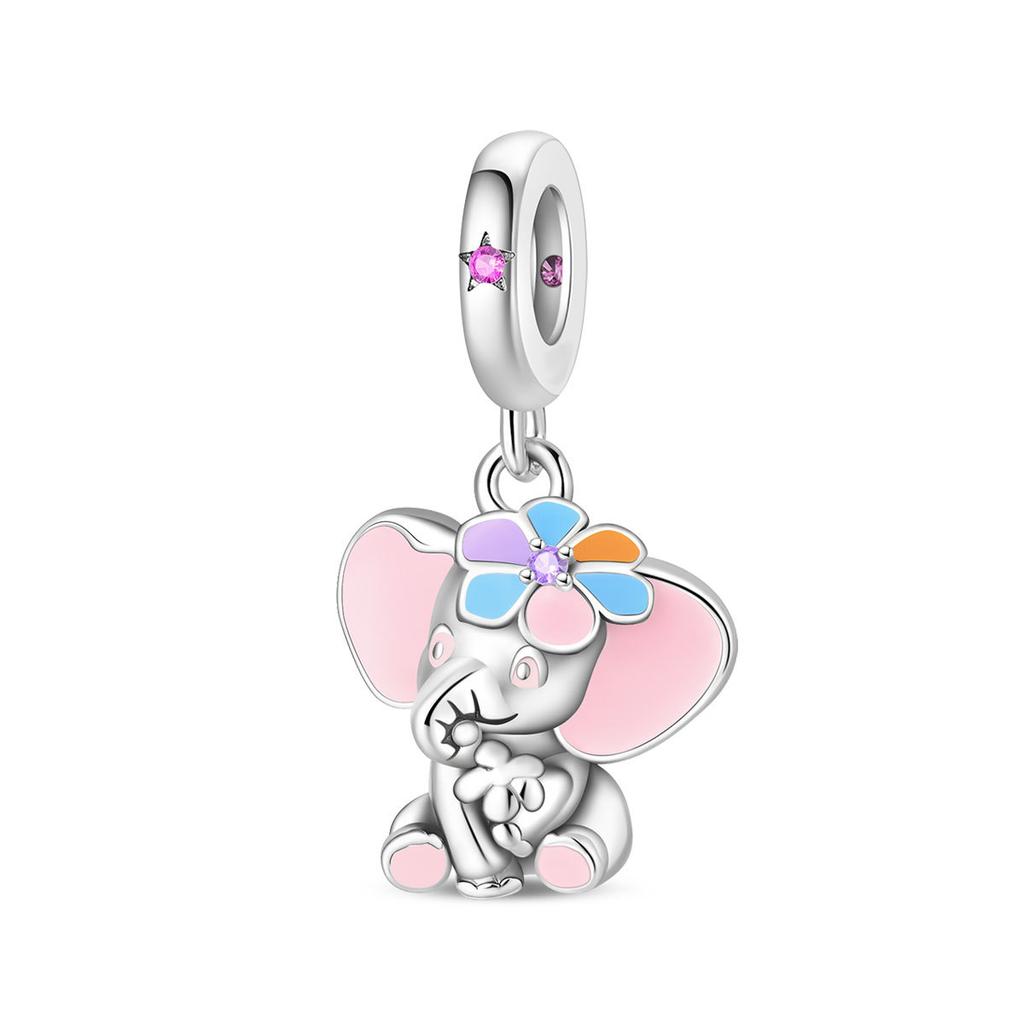2026 Glamour Pendant Animal Baby Elephant Cat Swan Beaded DIY Jewelry Bracelet Accessories 925 Silver