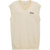 Solid Color V-Neck Pullover Letter Embroidery Vest Women Tops CQ844-CRM