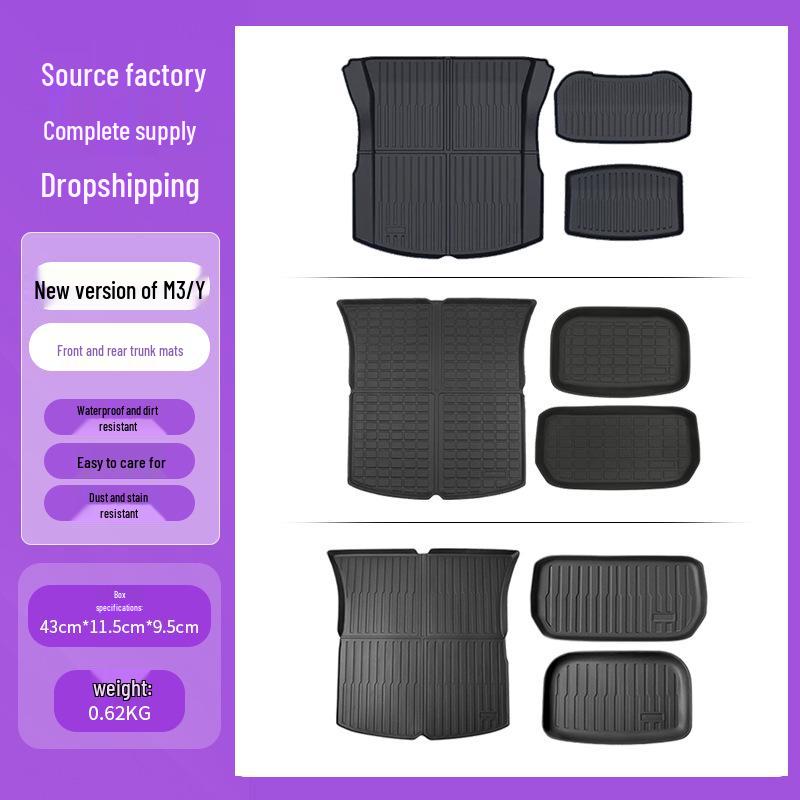 Tesla Model 3/Y Front & Rear Waterproof Trunk Mats - Original TPE Texture Accessories