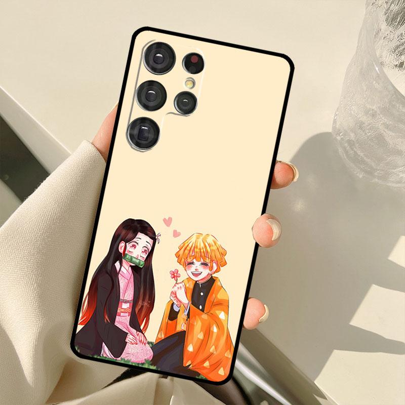 Pouzdro Demon Slayer Nezuko a Zenitsu pro Samsung Galaxy S22 Ultra S20 FE Note 20 Note 10 S8 S9 S10 Plus S21 Ultra Kryt