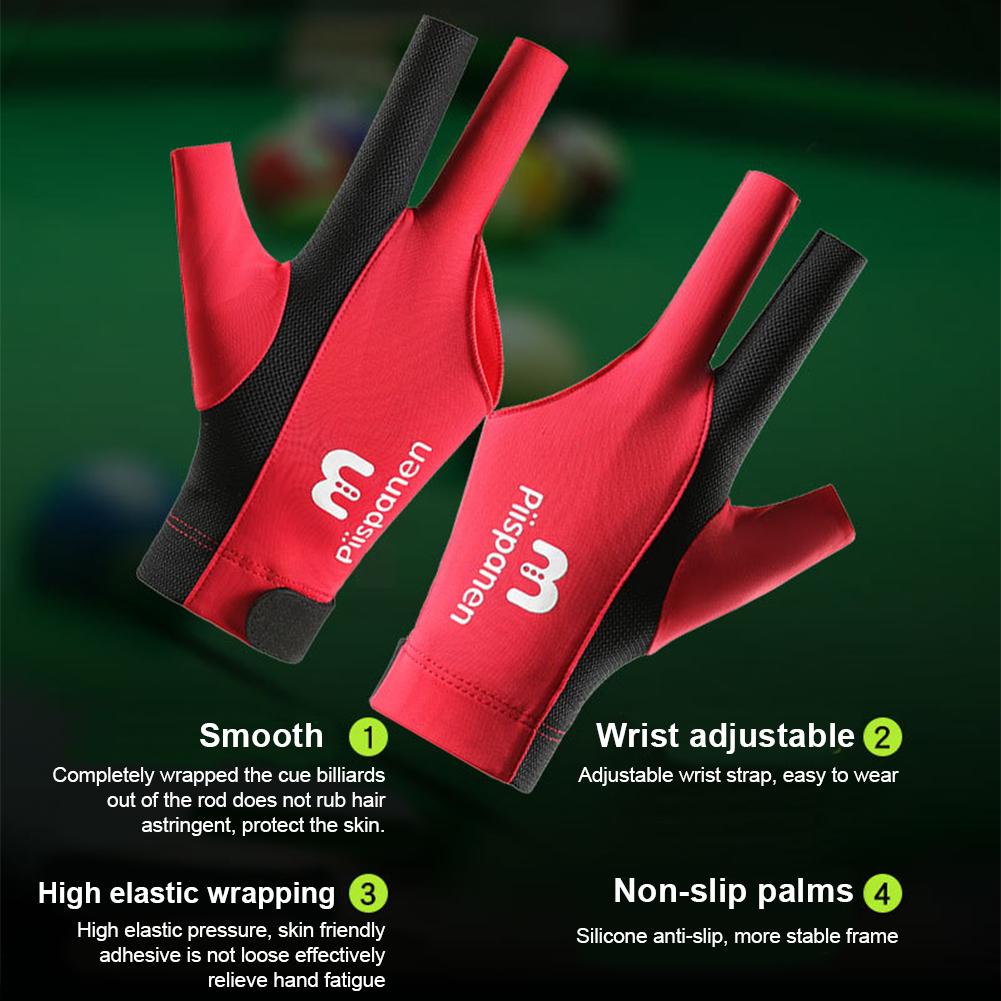 1PC Three-Finger Billiard Gloves Stitching Design Breathable Non-Slip Self-Adhesive Cloth Fixed Gloves Billiard Supplies