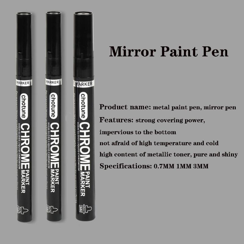 Ηλεκτρομεταλλευτικός καθρέφτης Silver Paint Εγχειρίδιο επισκευής Επιχρωμιωμένο μεταλλικό αδιάβροχο ελαστικό κεραμικό Εγχειρίδιο DIY Touch-up Paint 0,7mm/1mm/3mm Μύτη στυλό