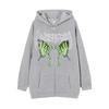 Cross-border new product spot skull wings hooded zipper sweater women's fleece thickened loose sports cardigan sweater women's