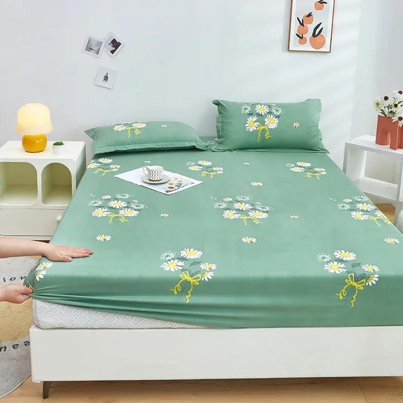 Yeni Soft Skin Su Yıkama Pamuklu Yatak Baskılı Yatak Örtüsü 360 Derece Sarma Lastikli Çarşaf Seti Öğrenciler İçin Evrensel Cilt Dostu 200x220