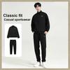 Li Ning Loose Fit Drop Shoulder Sweatshirt And Mid Waist Pants Casual Sports Set Men sweatshirt, pants Black AWEU041-1