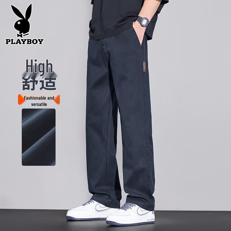 Playboy Men's Tencel Blend Loose Straight Casual Pants