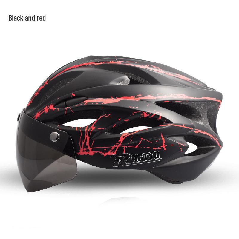 

Unisex Bicycle Helmet with Integrated Magnetic Goggle for Mountain and Road Safety One Size