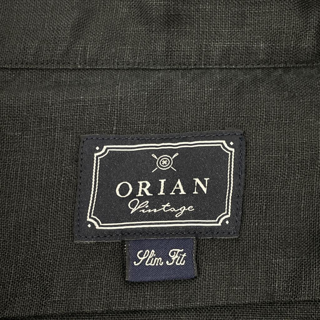 ORIAN KF99F Black Linen Washed Band Collar Long Sleeve Shirt tops XL blackUsed