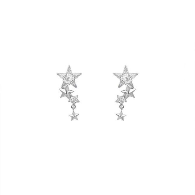 Fashion Shiny Zircon Five Pointed Star Pendant Cochlear Ear Bone Earring for Women Drop Earring Wedding Party Jewelry