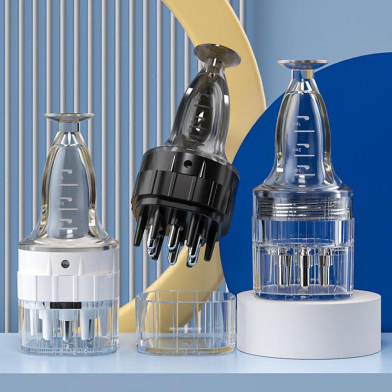 Šestijehelní aplikátor na pokožku hlavy Tekutý hřeben Kořeny vlasů Medicína Hřeben Vlasy pro růst vlasů Sérum s olejem Vyživující masážní přístroj