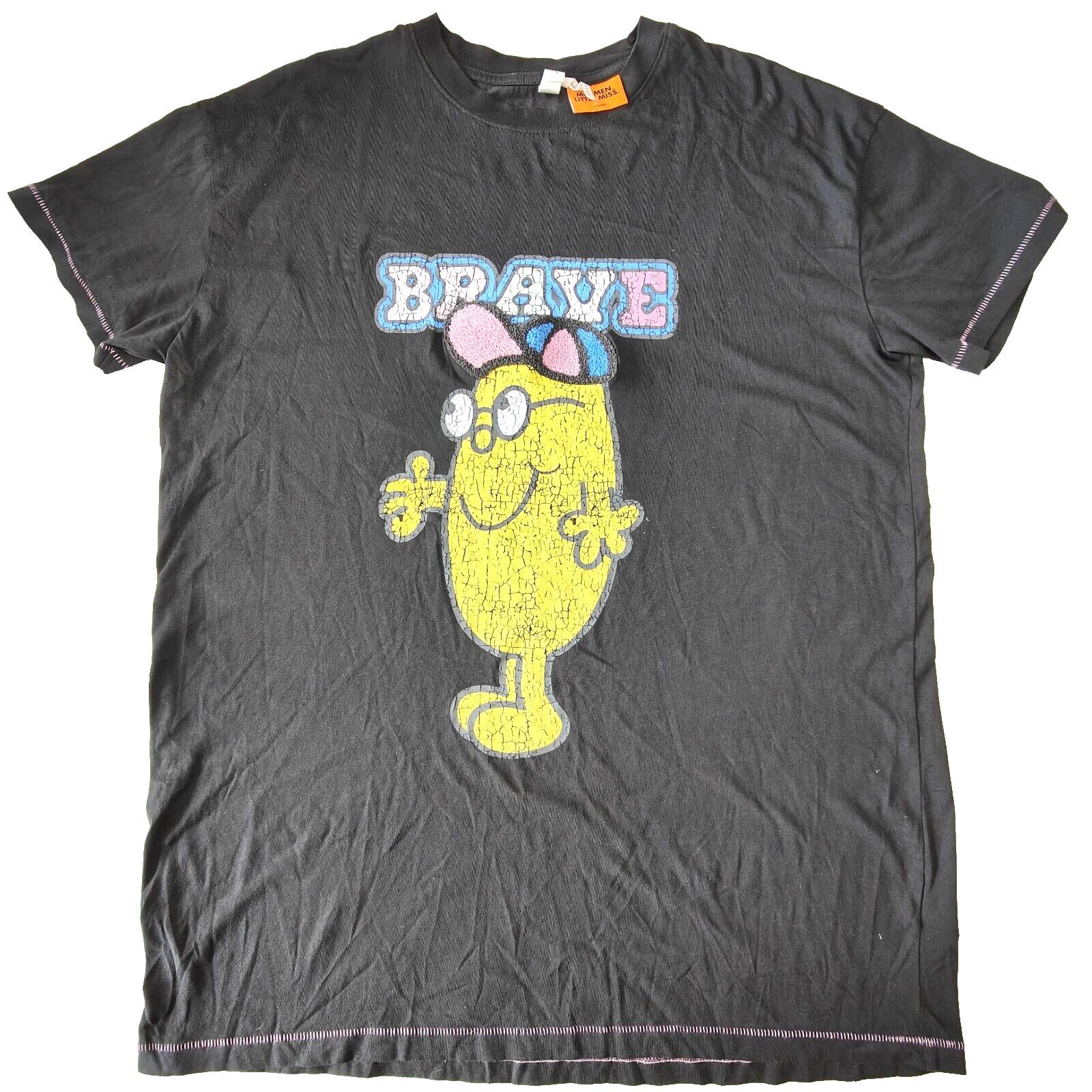 Mr Men T-Shirt XL Adult Black Mr Brave Embroidered Logo Casual Streetwear XXXXL