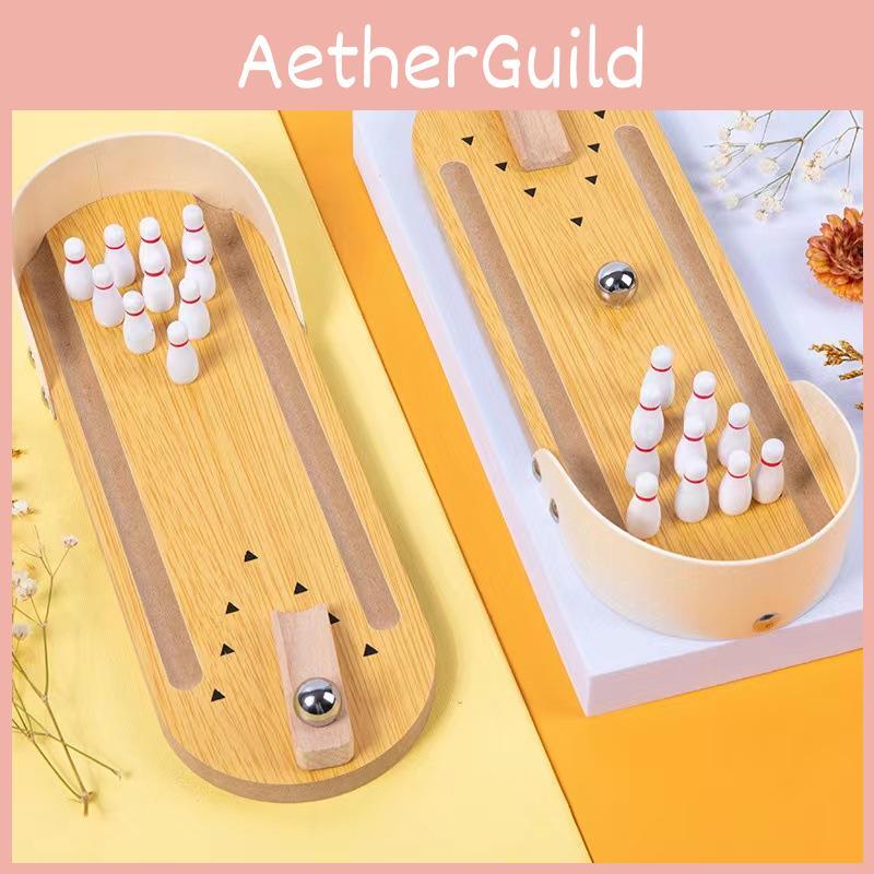 Wooden Bowling Mini Set For Kids Family Game Puzzle Toy For Indoor Entertainment