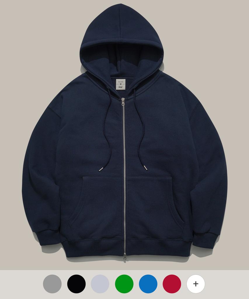Fp142 Two-Way Essential Zip-Up Hoodie Dark Navy Sjhd1280