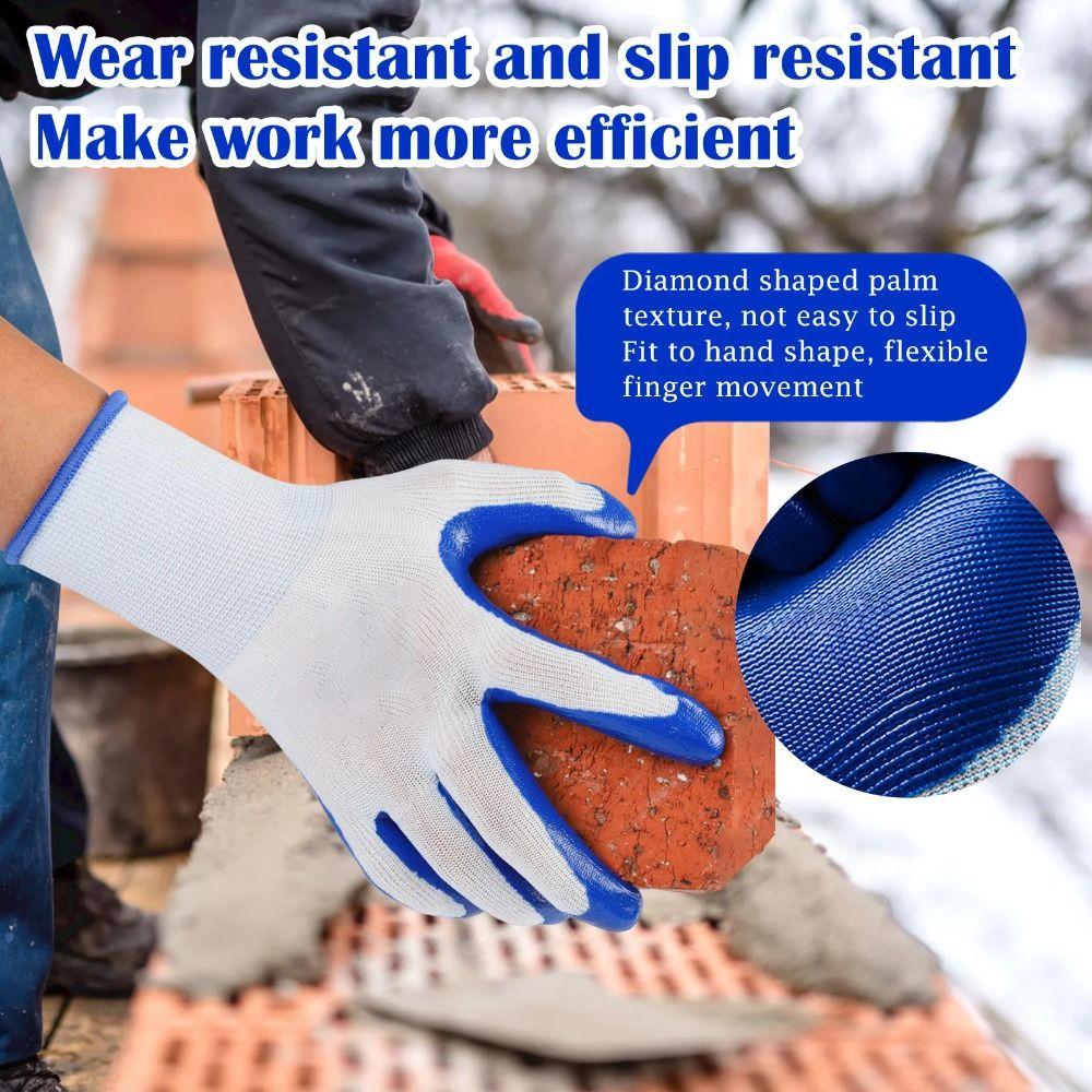 12pairs Anti-puncture Safety Working Gloves Excellent Grip Protective Work Glove  Construction Work