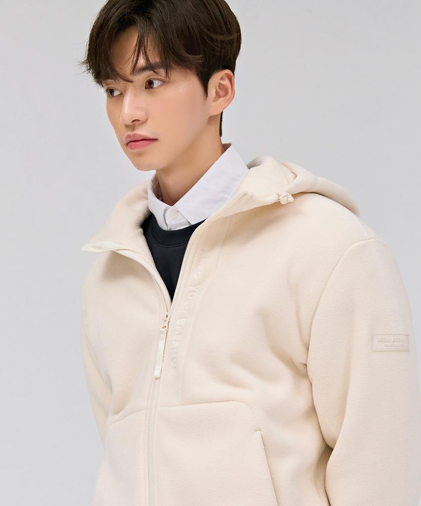 Chasecult Unisex Polar Fleece Boa Bonded Zip-Up Hoodie - Ivory