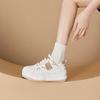 Small size leather little white shoes for women, thick-soled inner height-increasing lace-up casual shoes for women, student shoes for women
