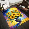 Bunter Sonnenblumen-Vasenmuster-Teppich, Helles florales Kunstdesign-Teppich Geeignet für die Verwendung als Antirutsch-Matte für Wohnzimmer, Schlafzimmer, Sofas