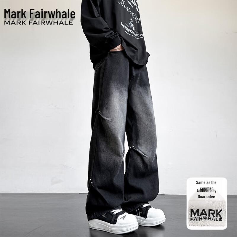 Mark Fairwhale Men's High-Street Loose Straight Jeans