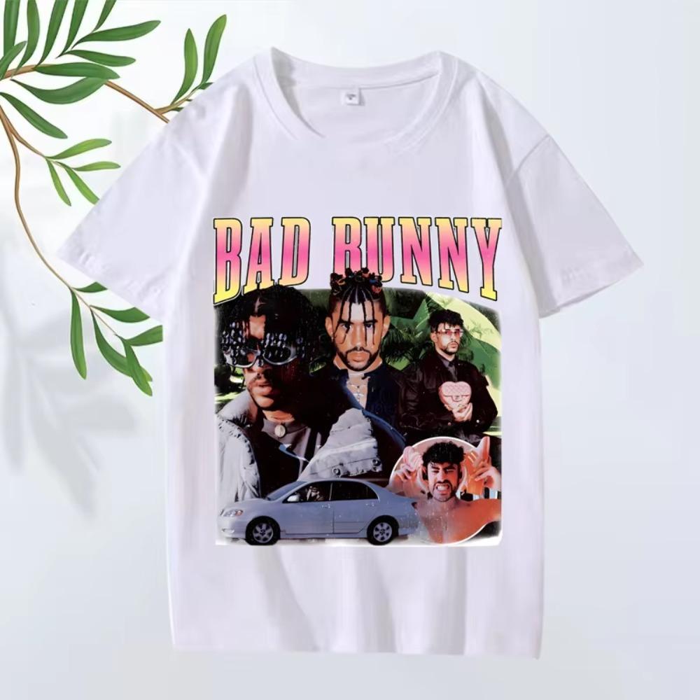 

Bad Bunny classic T Shirt 2025 new men ’s women Oversized 100% streetwear short sleeve Summer print graphics Unisex tops S белый