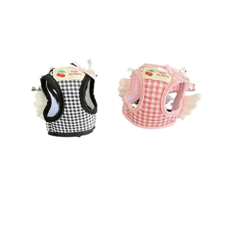 Cat Collars Pet Teddy Vs Panda Mimi Dog Walking Leash Chain and Small Puppy Outing Chest Strap Cute Chest Vest Cat Supplies
