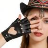 Punk Women Leather Gloves Solid Color Half Finger Mittens Sweet Cool Y2k Leather Gloves Female