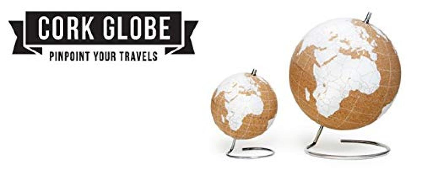 

SUCK UK White Cork Globe with Pin for Home Decor Marker, Lightweight, (Large)
