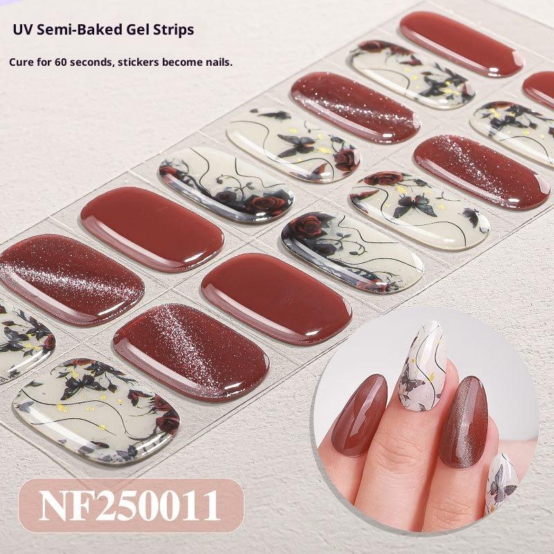 Új Csillámos Macskaszem Félig Kötött Gél Körömmatricák Gradiens Leopárdmintás Gél Körömművészeti Matricák