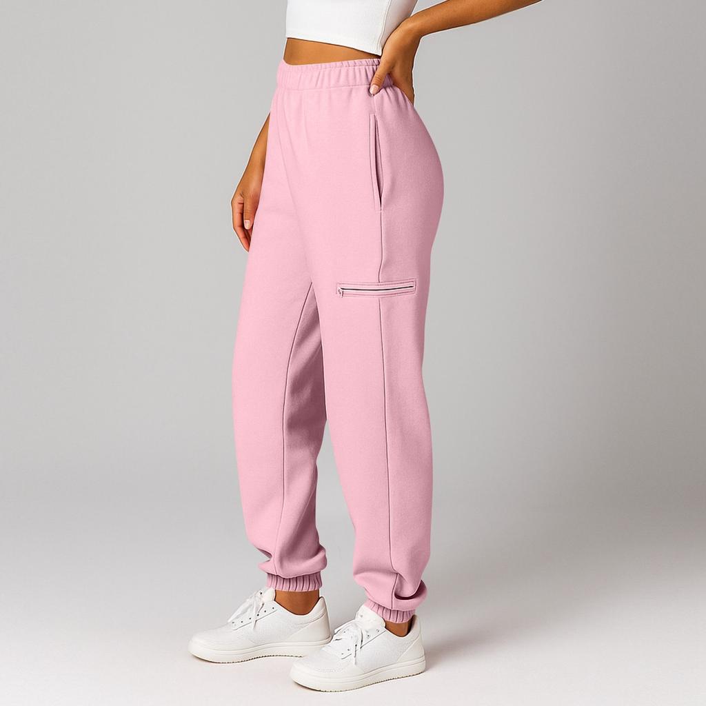 Women's And Men's Sports Pants With Pockets Fashionable Solid Color Elastic High Waisted  Casual Sweatpants Pants