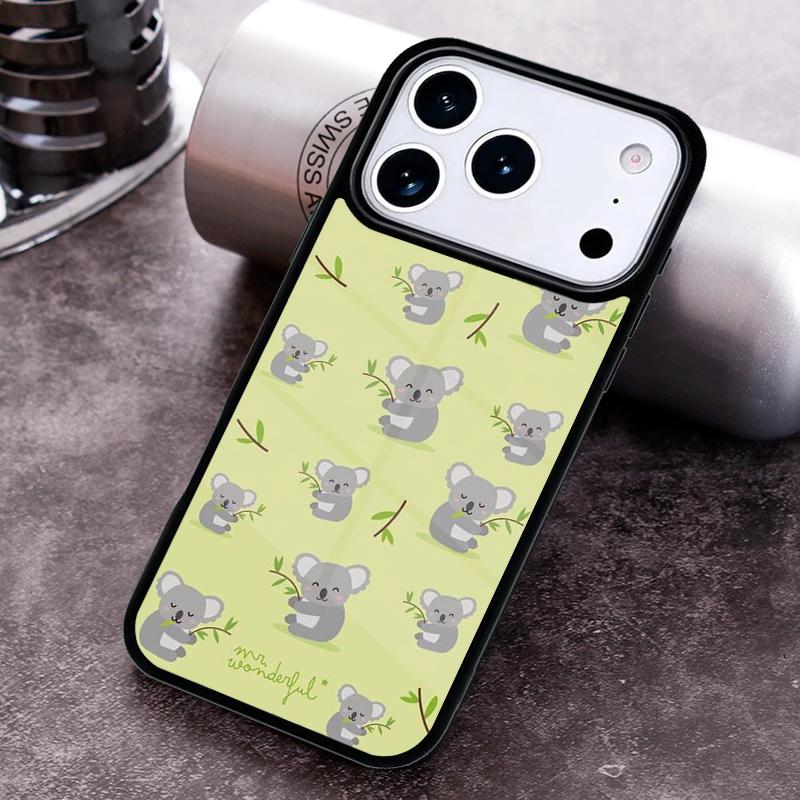 Cute Cartoon Koala Phone Case For iPhone 17 16 15 14 13 12 11 Pro Max Plus 17Air Soft Silicone Cover