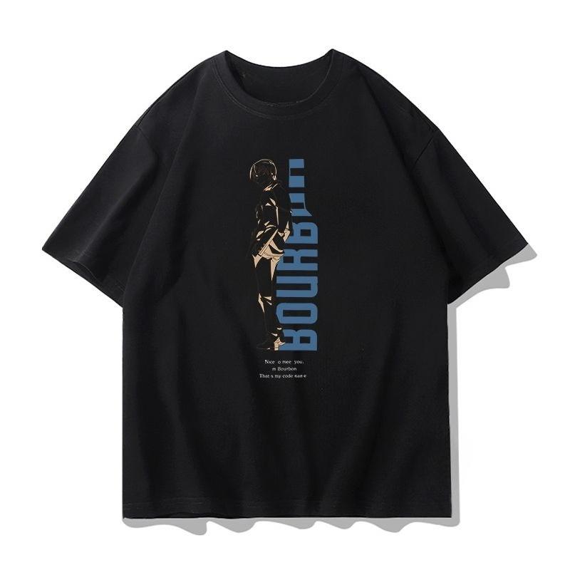 Trend Detective Conan Male Summer Monster Thief Kidd Kudo Shinichi Haihara Mourning Anime Peripheral Men's Cotton T-Shirt