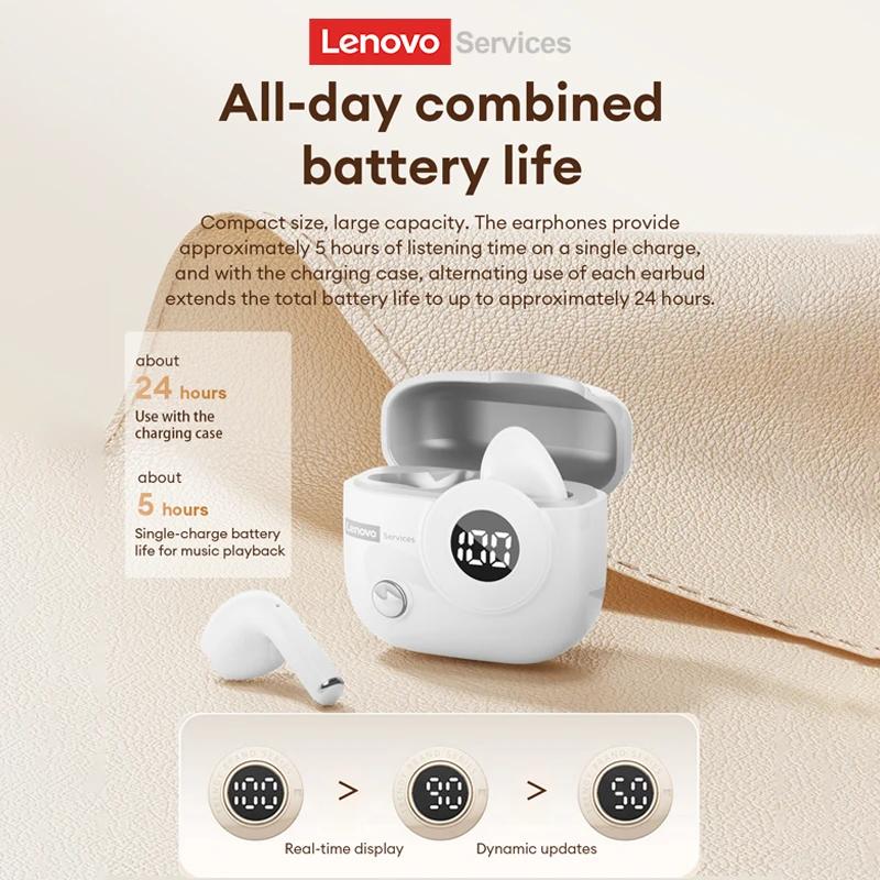 Original Lenovo LE233 Wireless Earphones HD Call Zero Lag Bluetooth 6.0 Headphone Long Battery Life Level Display Game/Music Dual-Mic Earbud