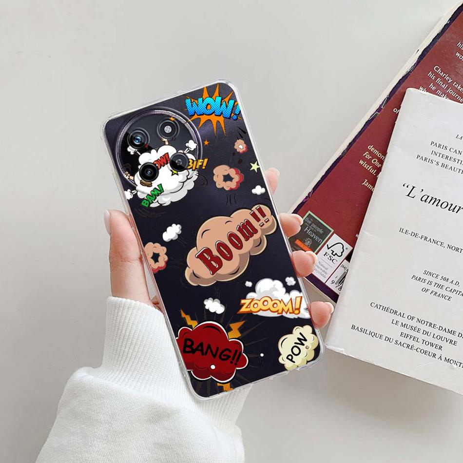 For Realme 11 4G Case Cute Fashion Patterns Clear Silicone Soft TPU Phone Back Cover For Realme 11 Realme11 4G 2023 Funda Bumper