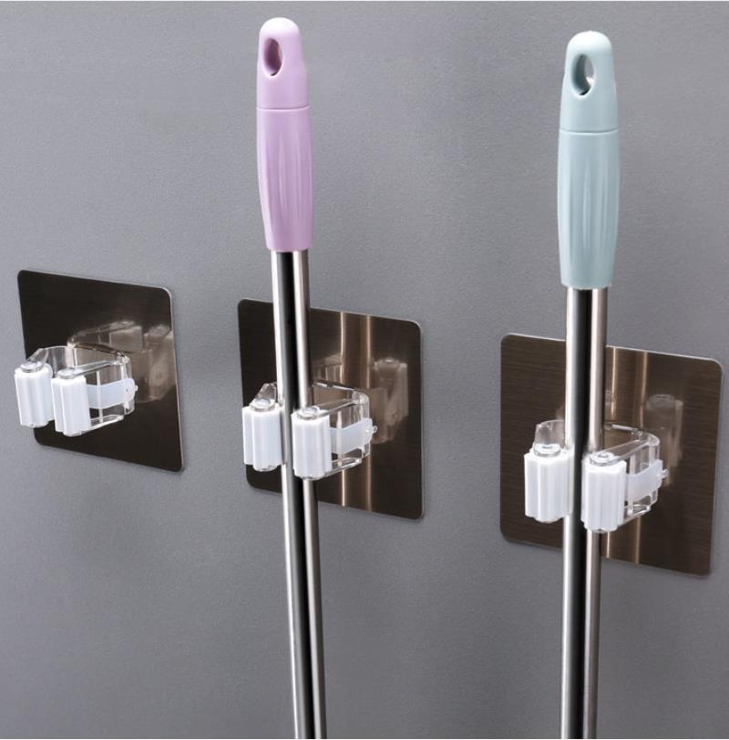 Factory Price Wall Hook Strong Adhesive Kitchen Mop Holder Home Essentials Bathroom Hanger Brush Broom Hook