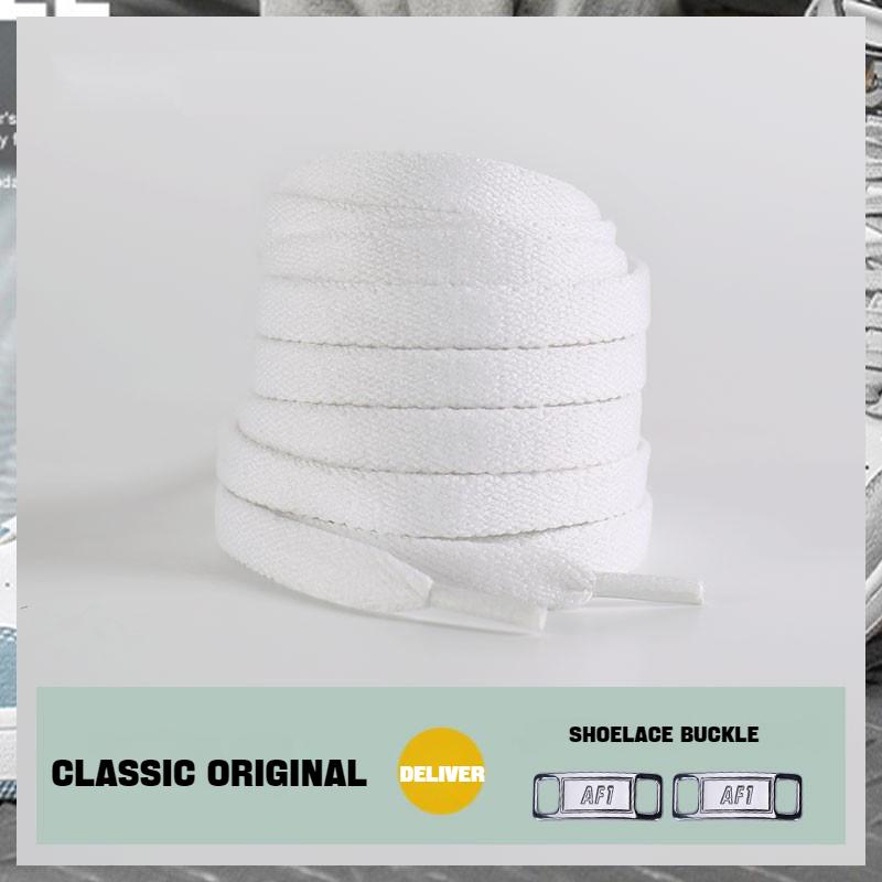 1Pair Reflective Shoelace for Sneakers Shoe Buckle Flat Pure White Shoe Laces High Top Shoelaces af1 Men's Women's Shoe Cord