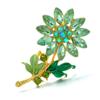 Rinhoo Elegant Daisy Flower Brooches For Women Fashion Sunflower Leaves Enamel Pins Floral Bouquet Badge Wedding Party Jewelry