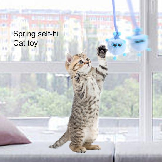 1 Set Cat Teaser Toy Scratch-resistant Rabbit Fur Ball Pet Kitten Cat Swing Rope Toy with Suction Cup Pet Supplies