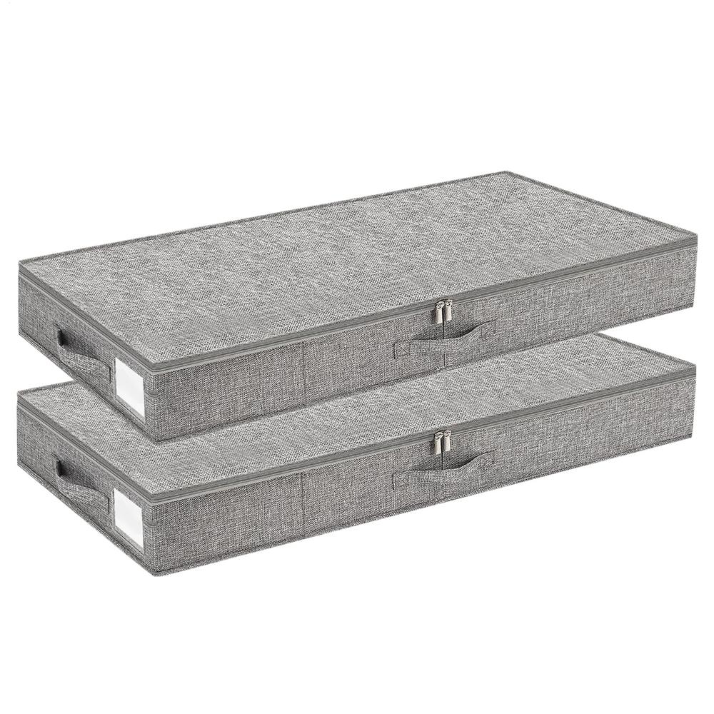 

2pcs Under Bed Storage Box 10cm High Ultra-thin Clothes Organizer Dustproof Folding Bedroom Cloth Organizer Blanket Storage Bin серый