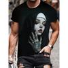 New Men's T-Shirt 3D Nun Printing Casual Crew Neck Light and Breathable Short